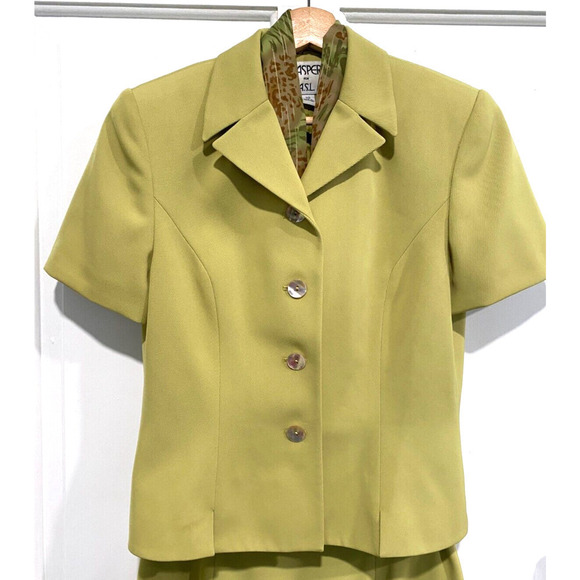 Kasper - Light Green women's skirt suit with scarf women's size 10 - Picture 2 of 4